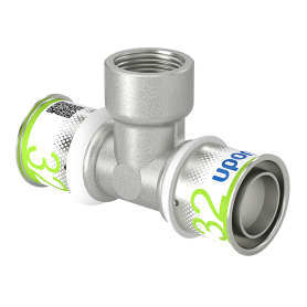 Uponor AluPEX press T-stykke med muffe på afgreningen - 32 mm x ¾" x 32 mm